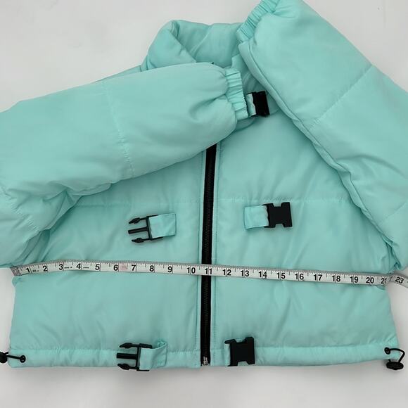 Superdown Ava Cropped Puffer Jacket in Aqua - Picture 10 of 13